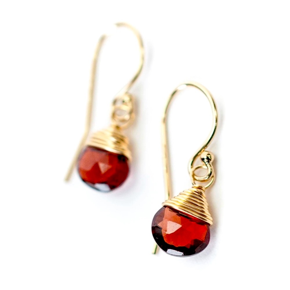 Natural Garnet Drop Earrings